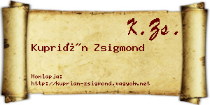 Kuprián Zsigmond névjegykártya